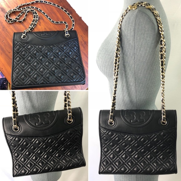 black leather purse with chain strap